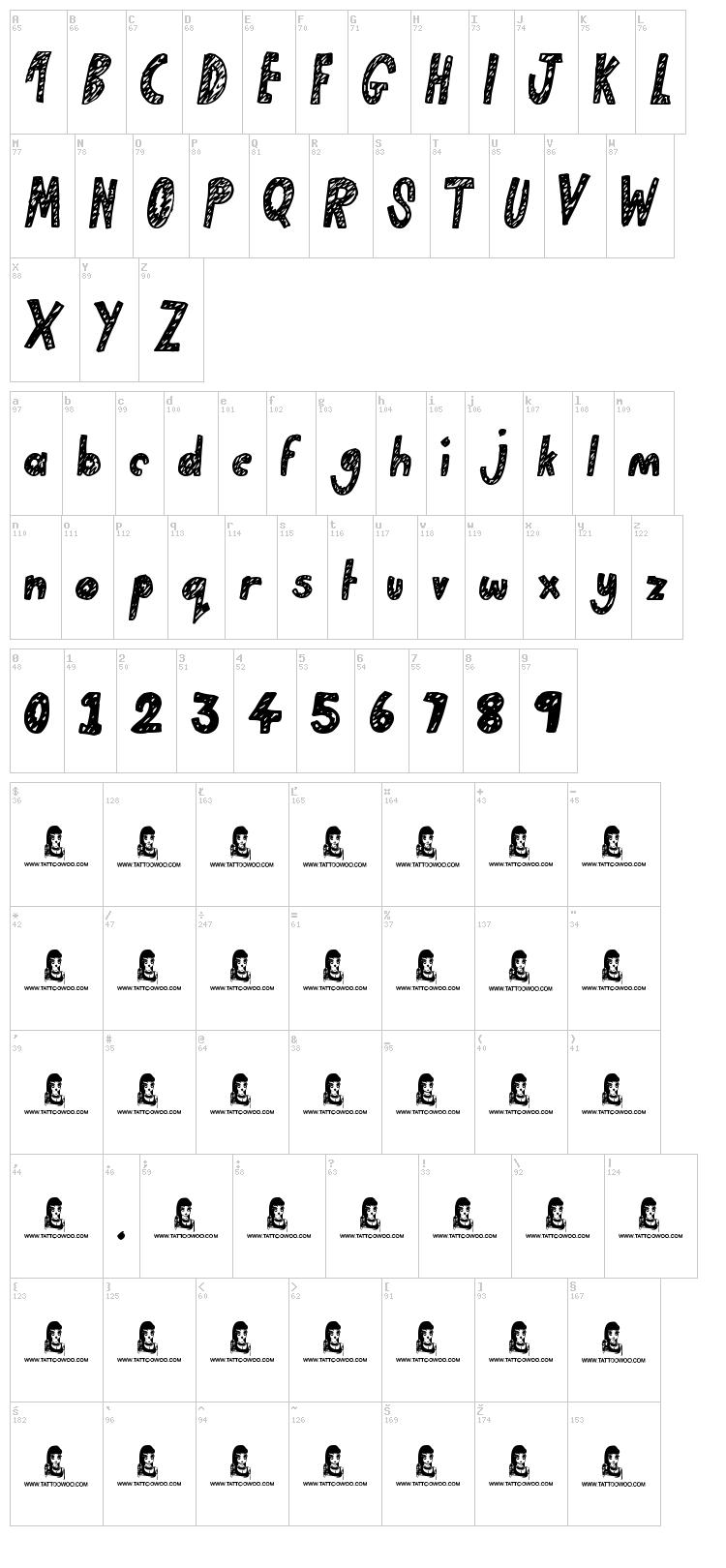 Golden Star font map